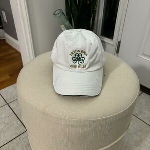Men's White and Green Hat